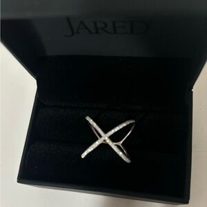 Shy Creations size 8.5 Diamond X Ring 1/8 tcw 14K white gold